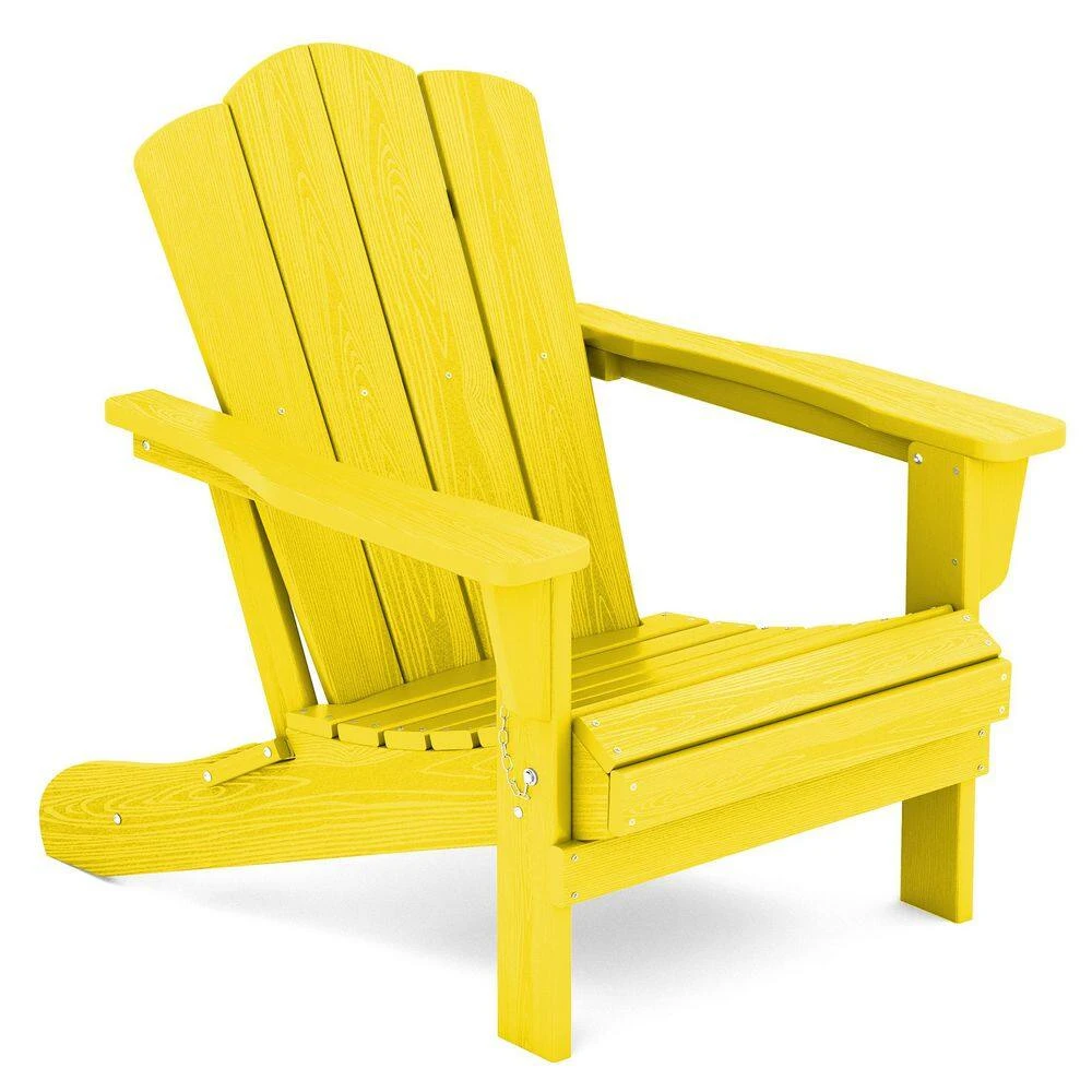 Classic Yellow Folding Plastic Adirondack Chair 1 Classic Yellow Folding Plastic Adirondack Chair
