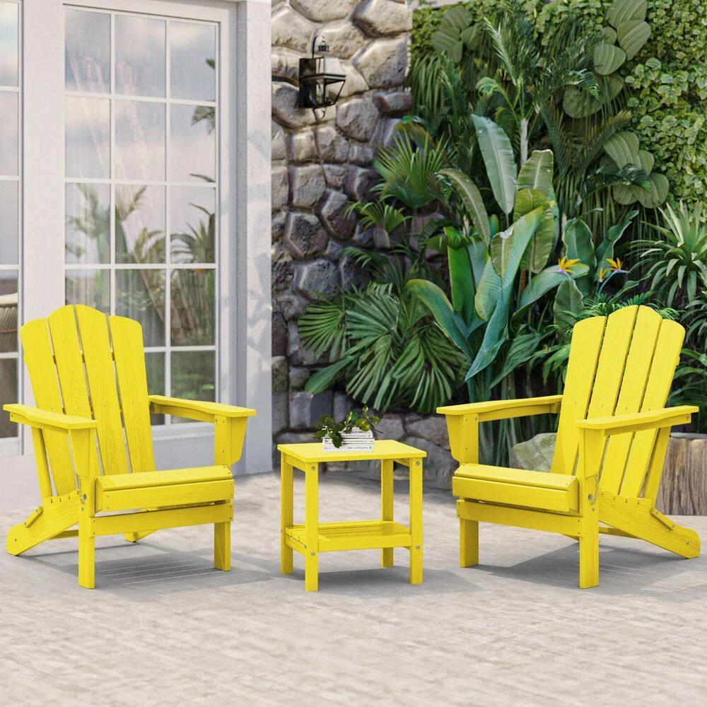 Classic Yellow Folding Plastic Adirondack Chair 6 Classic Yellow Folding Plastic Adirondack Chair - Image 6