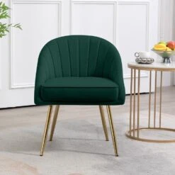 Biscuit Dark Green Upholstered Outdoor Dining Chair With Tufted Back (Set Of 2) -Jearey dark green jearey dining chairs e011 02sc dgn c3 1000