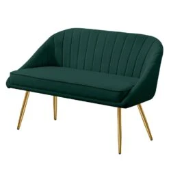 Modern 48 In. Golden Base Velvet Tufted 2-Seats Dark Green Loveseat Sofa For Living Room Furniture Sets -Jearey dark green jearey loveseats e15sry hd dgn 4f 1000