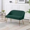 Modern 48 In. Golden Base Velvet Tufted 2-Seats Dark Green Loveseat Sofa For Living Room Furniture Sets
