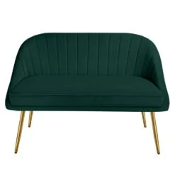 Modern 48 In. Golden Base Velvet Tufted 2-Seats Dark Green Loveseat Sofa For Living Room Furniture Sets -Jearey dark green jearey loveseats e15sry hd dgn c3 1000