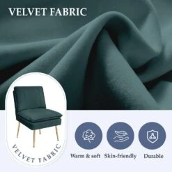 Dark Green 1-Piece Armless Upholstered Leisure Tight Back Accent Side Chair With Cushion -Jearey dark green jearey ottomans e11xxy hd dg 4f 1000