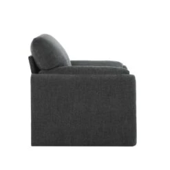 Modern Dark Grey Chenille Oversized Wood Accent Outdoor And Indoor Lounge Chair With Armrest Cushion For Living Room -Jearey dark grey jearey accent chairs e13puzy hd bk 1f 1000