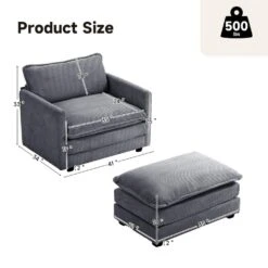 Modern Dark Grey Corduroy Accent Armchair With Ottoman For Living -Jearey dark grey jearey accent chairs e46sf 1 dark grey 66 1000