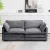 Modern Dark Grey 76.77 In. 2 Seat Corduroy Velvet Loveseat With Two Pillows Cushions For Living