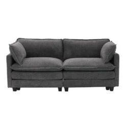 Modern 76.77 In. Dark Grey Looped Velvet Loveseat With Two Pillows For Living 15 Modern 76.77 In. Dark Grey Looped Velvet Loveseat With Two Pillows For Living -Jearey dark grey jearey loveseats tz 4 pk 31 1000