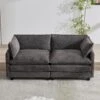 Modern 76.77 In. Dark Grey Looped Velvet Loveseat With Two Pillows For Living