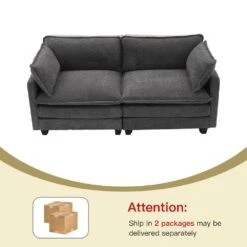 Modern 76.77 In. Dark Grey Looped Velvet Loveseat With Two Pillows For Living 10 Modern 76.77 In. Dark Grey Looped Velvet Loveseat With Two Pillows For Living -Jearey dark grey jearey loveseats tz 4 pk c3 1000