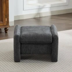 Dark Grey Chenille Wood Comfort Outdoor And Indoor Ottoman For Couch And Accent Chair -Jearey dark grey jearey ottomans e11xxy hd bg c3 1000