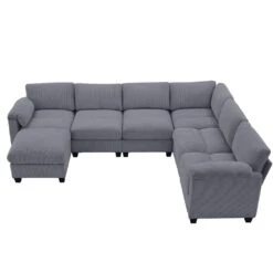 115 In. Corduroy Modular L-Shaped Dark Grey 7-Seat Sectional Sofa For Living Room And Spacious Space -Jearey dark grey jearey sectional sofas dxrzjsf7 dark grey 1f 1000
