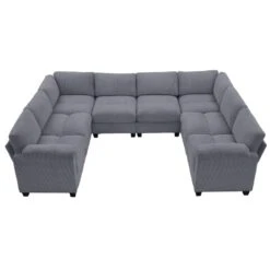 115 In. Corduroy Modular U-Shaped Dark Grey 8-Seat Sectional Sofa For Living Room And Spacious Space -Jearey dark grey jearey sectional sofas dxrzjsf8 dark grey 1f 1000