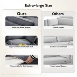 112 In. W 4-Piece Modern Straight Arm Corduroy Fabric L-Shaped Sectional Sofa With Ottoman In Dark Grey -Jearey dark grey jearey sectional sofas e46sf 3 dr 44 1000