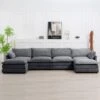 147 In. W 6-Piece Modern Fabric Sectional Sofa With Ottoman In Dark Grey