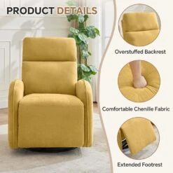 Chenille Gold 3-Position Swivel Power Nursery Recliner With USB And Induction Light Strip For Living Room (Set Of 2) 14 Chenille Gold 3-Position Swivel Power Nursery Recliner With USB And Induction Light Strip For Living Room (Set Of 2) -Jearey gold jearey recliners rc sw camel 44 1000