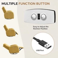 Chenille Gold 3-Position Swivel Power Nursery Recliner With USB And Induction Light Strip For Living Room (Set Of 2) 16 Chenille Gold 3-Position Swivel Power Nursery Recliner With USB And Induction Light Strip For Living Room (Set Of 2) -Jearey gold jearey recliners rc sw camel 76 1000