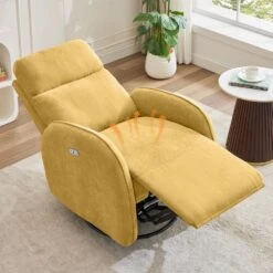 Chenille Gold 3-Position Swivel Power Nursery Recliner With USB And Induction Light Strip For Living Room (Set Of 2) 15 Chenille Gold 3-Position Swivel Power Nursery Recliner With USB And Induction Light Strip For Living Room (Set Of 2) -Jearey gold jearey recliners rc sw camel fa 1000