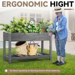 45 In. X 18 In. X 29 In. Outdoor Plastic Raised Garden Bed In Gray -Jearey gray jearey elevated garden beds tphj gray fa 1000