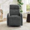 Chenille Gray 3-Position Swivel Power Nursery Recliner With USB And Induction Light Strip For Living Room