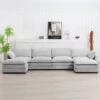 147 In. W 6-Piece Modern Fabric Sectional Sofa With Ottoman In Gray