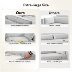 147 In. W 6-Piece Modern Fabric Sectional Sofa With Ottoman In Gray -Jearey gray jearey sectional sofas e46sf 4 gy 76 1000