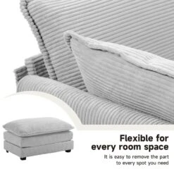 147 In. W 6-Piece Modern Fabric Sectional Sofa With Ottoman In Gray -Jearey gray jearey sectional sofas e46sf 4 gy fa 1000