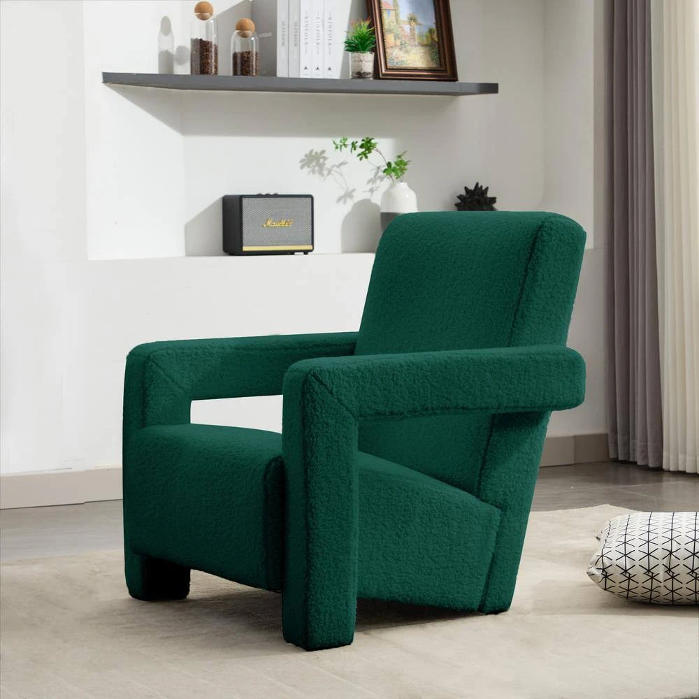 Modern Green Adirondack Chair Interior Design Style Luxurious Lambswool Upholstered Accent Chair 5 Modern Green Adirondack Chair Interior Design Style Luxurious Lambswool Upholstered Accent Chair - Image 5