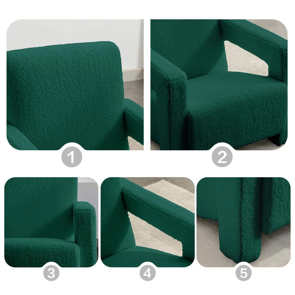 Modern Green Adirondack Chair Interior Design Style Luxurious Lambswool Upholstered Accent Chair 4 Modern Green Adirondack Chair Interior Design Style Luxurious Lambswool Upholstered Accent Chair - Image 4