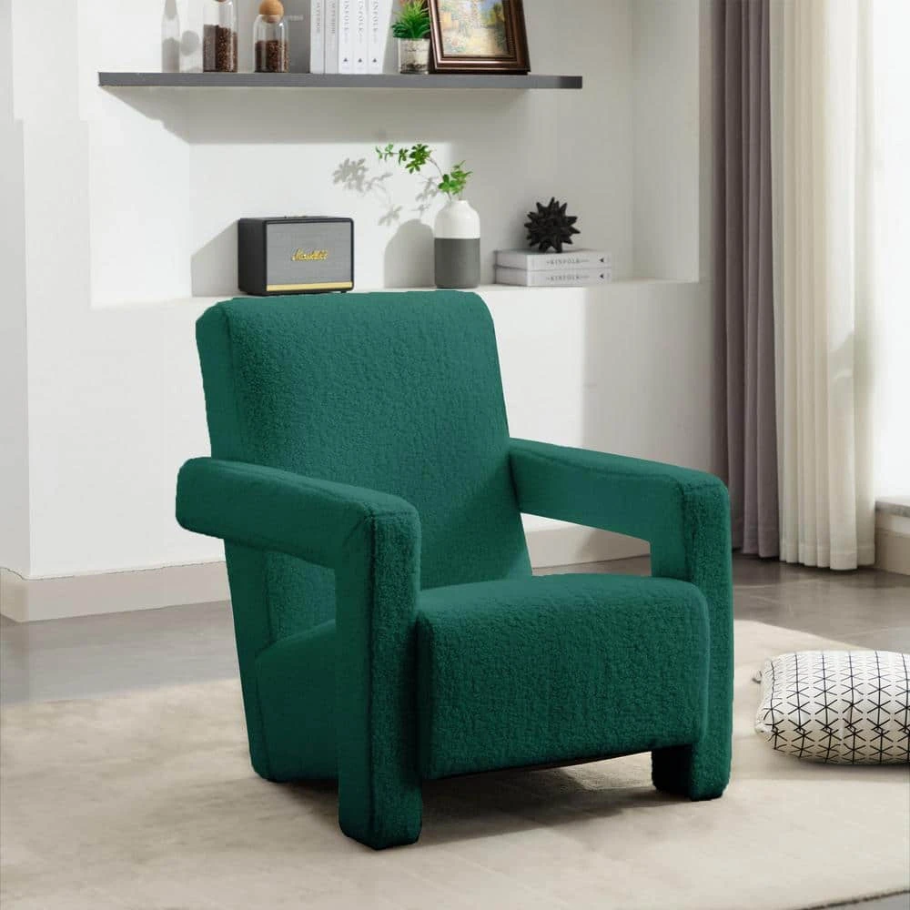 Modern Green Adirondack Chair Interior Design Style Luxurious Lambswool Upholstered Accent Chair 3 Modern Green Adirondack Chair Interior Design Style Luxurious Lambswool Upholstered Accent Chair - Image 3
