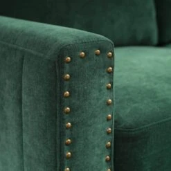 Sanfe 57 In. Green Solid Fabric 2-Seat Loveseat With Nailhead 11 Sanfe 57 In. Green Solid Fabric 2-Seat Loveseat With Nailhead -Jearey green jearey loveseats sfrm 2 green 1f 1000