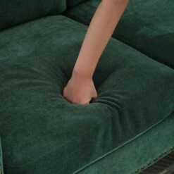 Sanfe 57 In. Green Solid Fabric 2-Seat Loveseat With Nailhead 12 Sanfe 57 In. Green Solid Fabric 2-Seat Loveseat With Nailhead -Jearey green jearey loveseats sfrm 2 green 44 1000