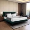 Alex Green Metal Frame Full Platform Bed With Headboard