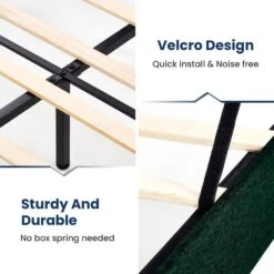 Alex Green Metal Frame Queen Platform Bed With Headboard -Jearey green jearey platform beds e111cj queen green 1f 1000