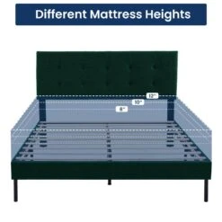 Alex Green Twin Upholstered Platform Bed Frame With Headboard -Jearey green jearey platform beds e111cj twin green c3 1000