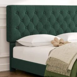 Green Full Linen Upholstered Storage Platform Bed Frame With Headboard -Jearey green jearey platform beds slssfy green 1f 1000