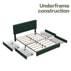 Green Full Linen Upholstered Storage Platform Bed Frame With Headboard -Jearey green jearey platform beds slssfy green 4f 1000
