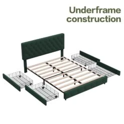 Green Queen Linen Upholstered Storage Platform Bed Frame With Headboard -Jearey green jearey platform beds slssfy pink 4f 1000