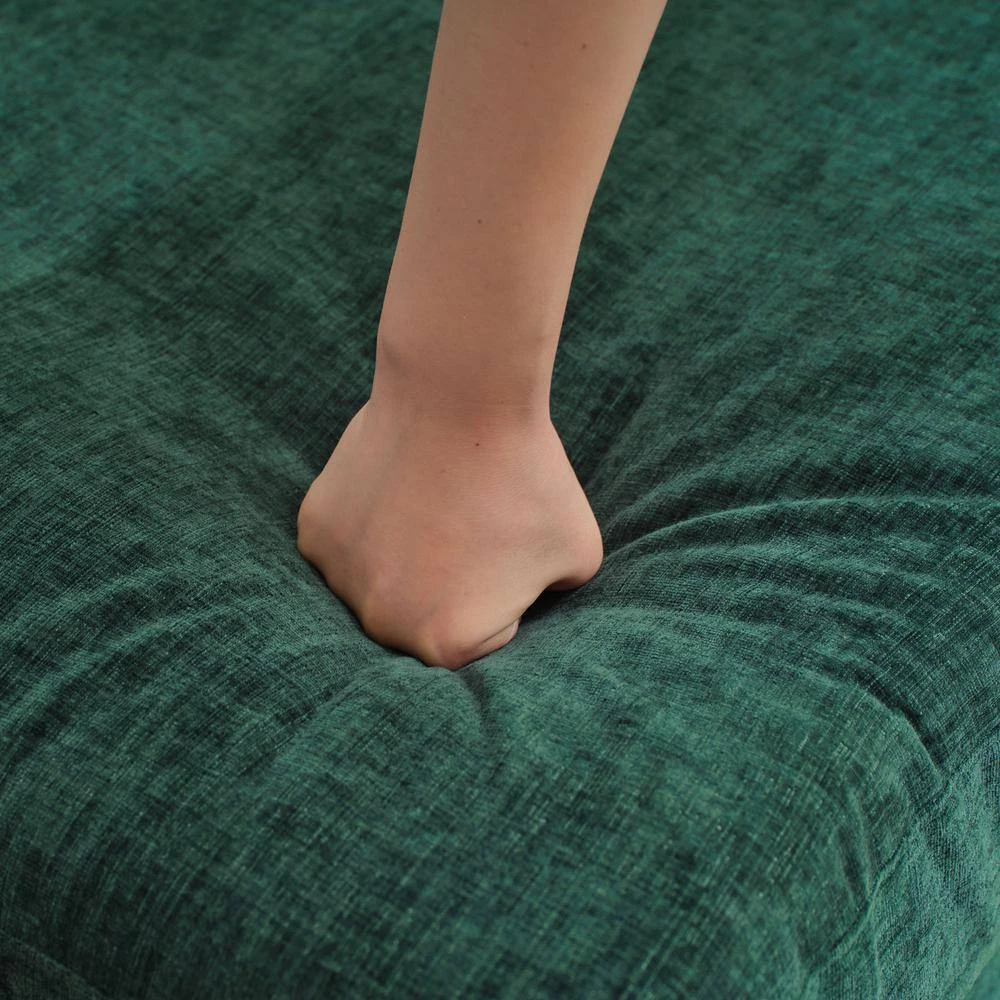 89 In. Square Arm Fabric L Shape Sectional Sofa With Chaise Lounge And Pillow In Green 9 89 In. Square Arm Fabric L Shape Sectional Sofa With Chaise Lounge And Pillow In Green - Image 9