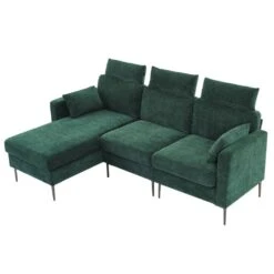 89 In. Square Arm Fabric L Shape Sectional Sofa With Chaise Lounge And Pillow In Green 13 89 In. Square Arm Fabric L Shape Sectional Sofa With Chaise Lounge And Pillow In Green -Jearey green jearey sofas couches xne 1 green c3 1000