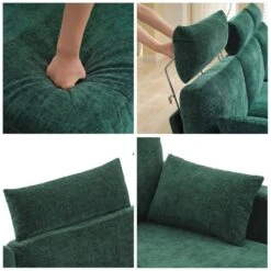 116.53 In. Square Arm Fabric U Shape Sectional Sofa With 2-Chaise Lounge And Pillow In Green -Jearey green jearey sofas couches xne 2 green 4f 1000