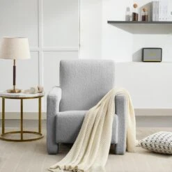 Modern Grey Adirondack Chair Interior Design Style Luxurious Lambswool Upholstered Accent Chair -Jearey grey jearey accent chairs slswy grey 31 1000