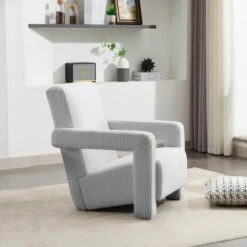 Modern Grey Adirondack Chair Interior Design Style Luxurious Lambswool Upholstered Accent Chair