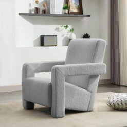 Modern Grey Adirondack Chair Interior Design Style Luxurious Lambswool Upholstered Accent Chair -Jearey grey jearey accent chairs slswy grey c3 1000