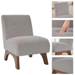 Modern Corduroy Solid Wood Grey Lounge Armless Chair 11 Modern Corduroy Solid Wood Grey Lounge Armless Chair -Jearey grey jearey accent chairs xtdxr grey 4f 1000