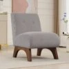 Modern Corduroy Solid Wood Grey Lounge Armless Chair