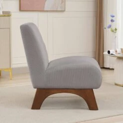 Modern Corduroy Solid Wood Grey Lounge Armless Chair 14 Modern Corduroy Solid Wood Grey Lounge Armless Chair -Jearey grey jearey accent chairs xtdxr grey fa 1000