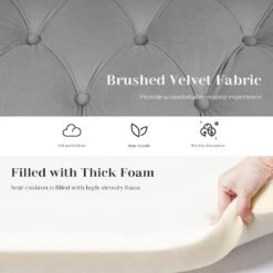 48.43 In. W X 17.72 In. D X 19.29 In. H Grey Tufted Brushed Velvet Armed Storage Bedroom Bench With Rubberwood Legs 14 48.43 In. W X 17.72 In. D X 19.29 In. H Grey Tufted Brushed Velvet Armed Storage Bedroom Bench With Rubberwood Legs -Jearey grey jearey bedroom benches e92cwd hd gy 1f 1000