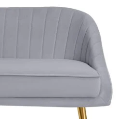 Modern 48 In. Golden Base Velvet Tufted 2-Seats Grey Loveseat Sofa For Living Room Furniture Sets -Jearey grey jearey loveseats e15sry hd gy 1f 1000