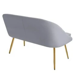 Modern 48 In. Golden Base Velvet Tufted 2-Seats Grey Loveseat Sofa For Living Room Furniture Sets -Jearey grey jearey loveseats e15sry hd gy 44 1000