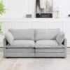 Modern Grey Corduroy Loveseat With Two Pillows For Living